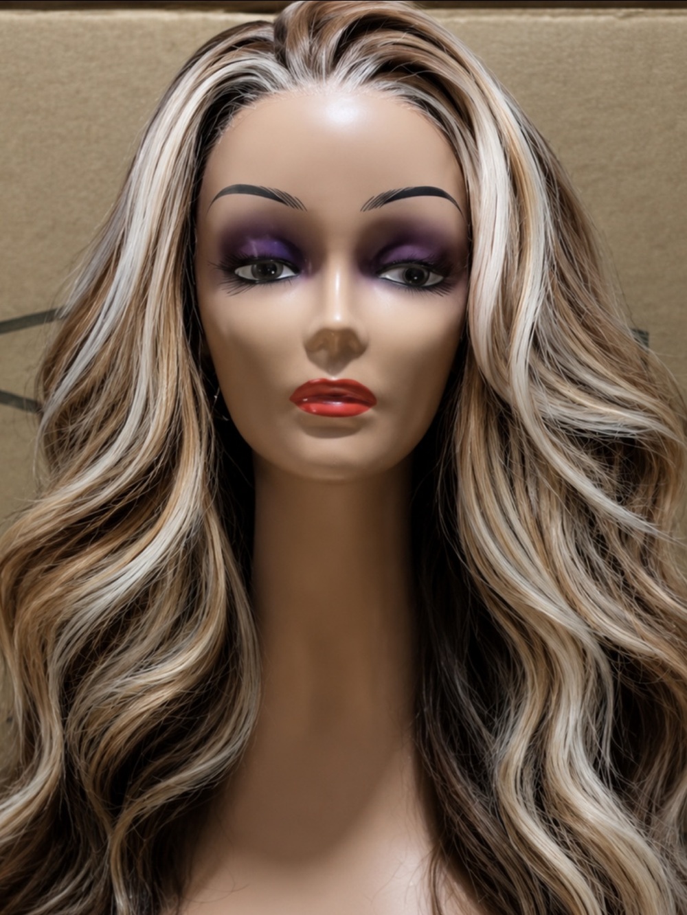 Luxe Blended Brown & Silver Synthetic Wig - Natural Wave